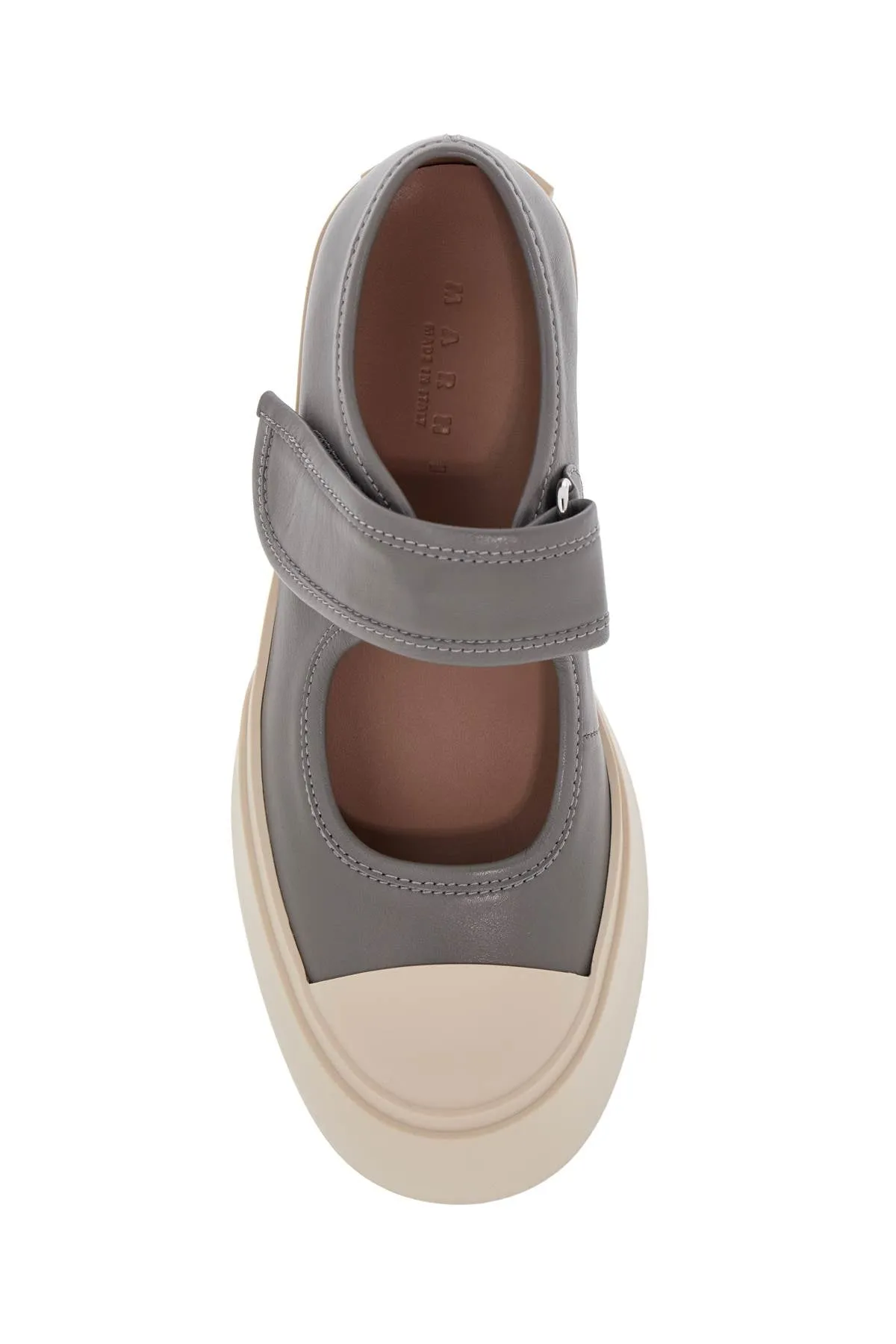 gray calfskin low-top sneakers with hook-and-loop closure SNZW003120P7226 NEUTRAL GREY