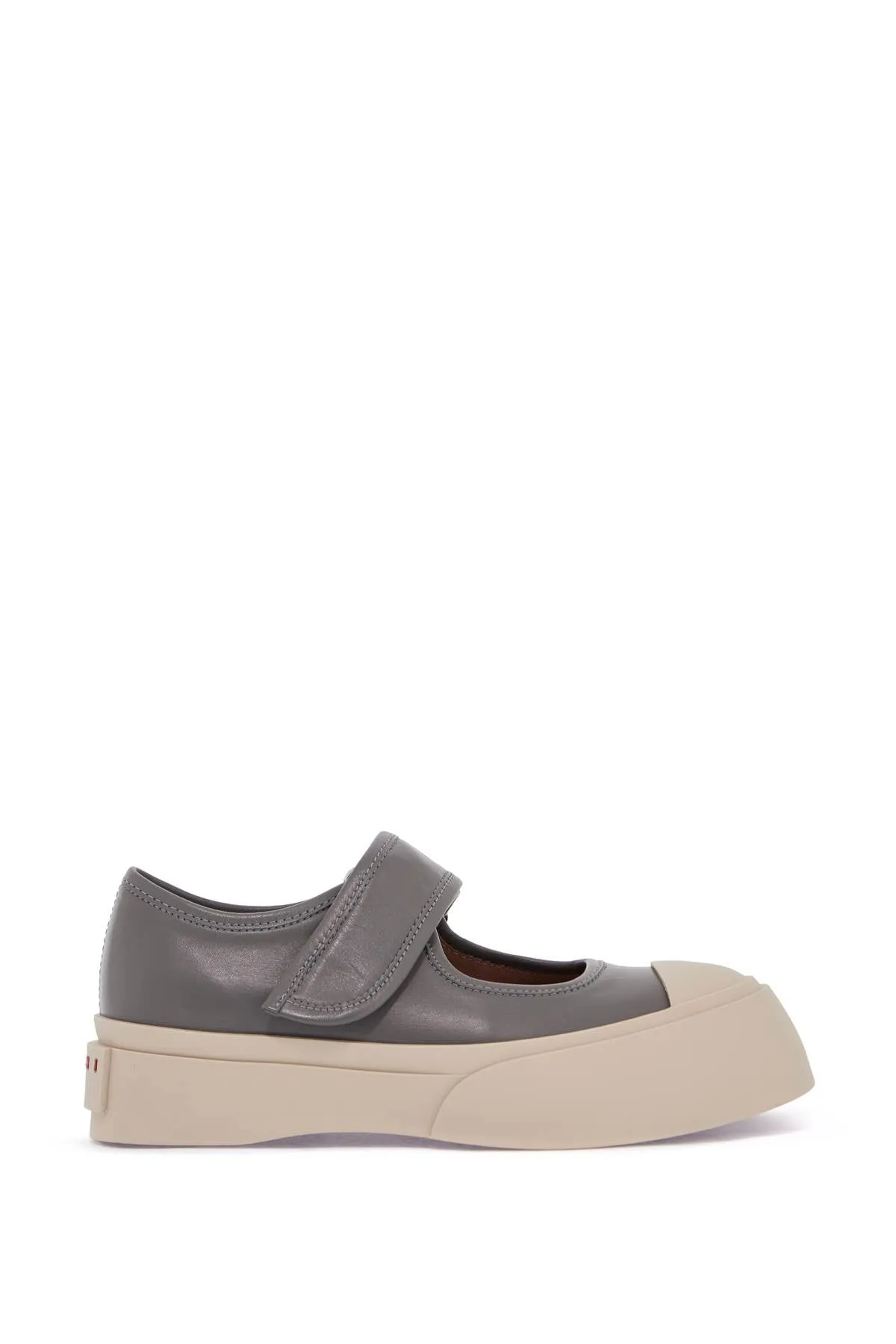 gray calfskin low-top sneakers with hook-and-loop closure SNZW003120P7226 NEUTRAL GREY