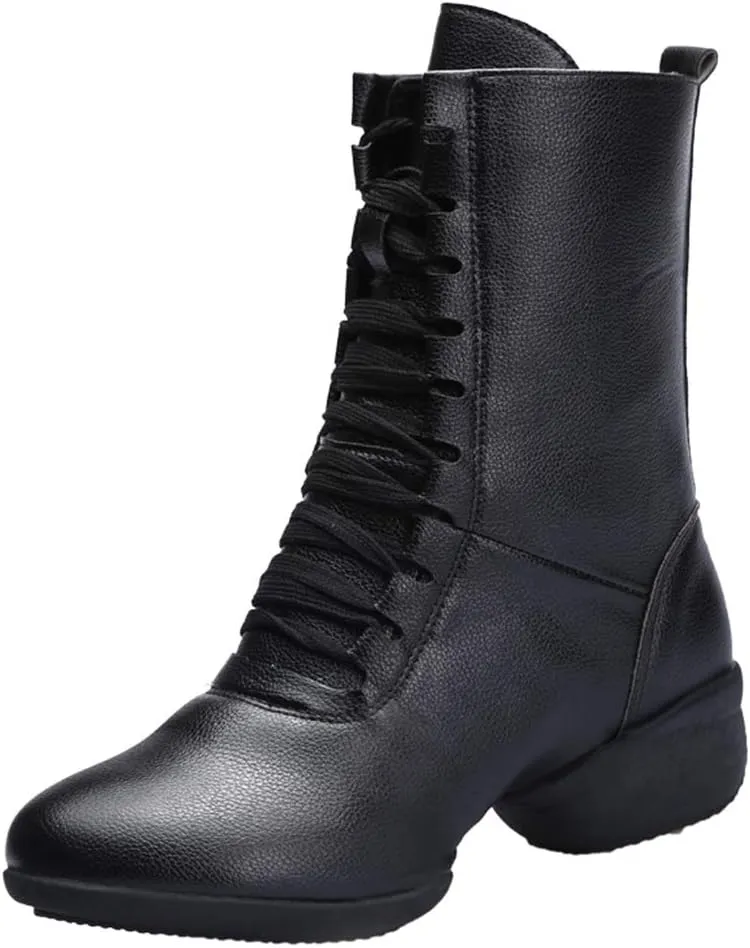 HIPPOSEUS Women's High Top Breathable Soft Modern Dance Shoes Jazz Boots Dance Sneakers with Split Sole