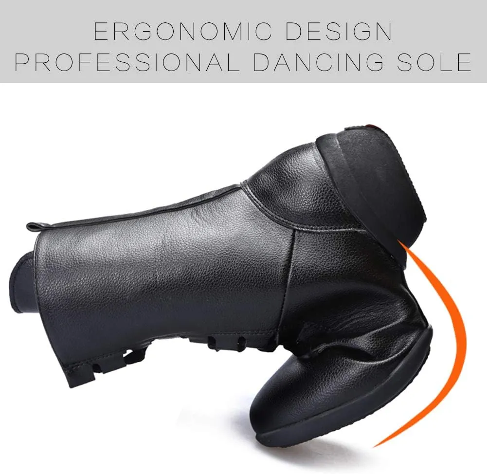 HIPPOSEUS Women's High Top Breathable Soft Modern Dance Shoes Jazz Boots Dance Sneakers with Split Sole