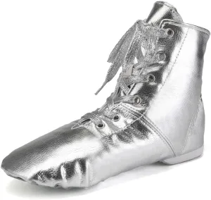 JUODVMP Women's Leather Jazz Boots Soft Soled Dance Shoes Lace-up Jazz Shoes Ballet Dancing Sneakers