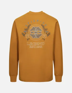 Kamon Embroidery and Logo Print Fashion Fit Long-Sleeve T-shirt