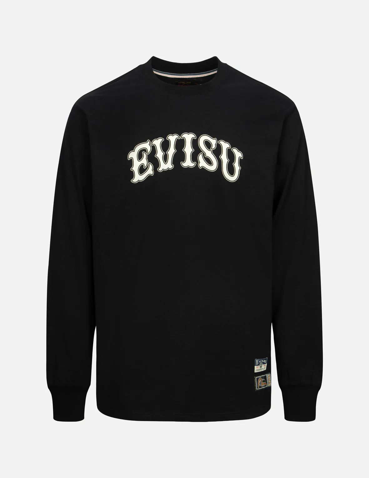 Kamon Embroidery and Logo Print Fashion Fit Long-Sleeve T-shirt