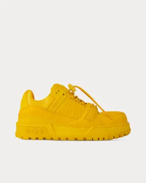 LV Trainer Maxi Alligator-Printed Calf Leather Yellow Low Top Sneakers