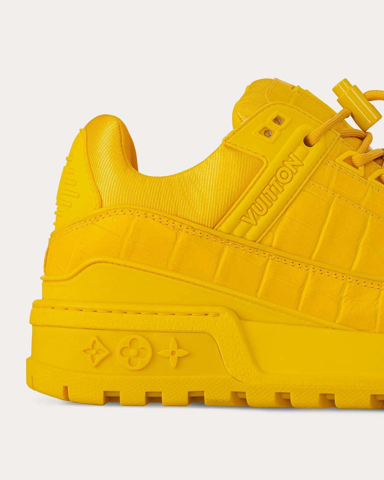 LV Trainer Maxi Alligator-Printed Calf Leather Yellow Low Top Sneakers
