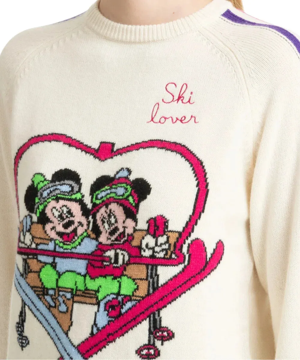 Maglione Ski Lover con Stampa Mickie e Minnie