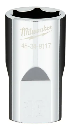 Milwaukee 45-34-9117 Socket, 16 mm Socket, 1/2 in Drive, 6-Point, Chrome Vanadium Steel, Chrome :CD: QUANTITY: 1