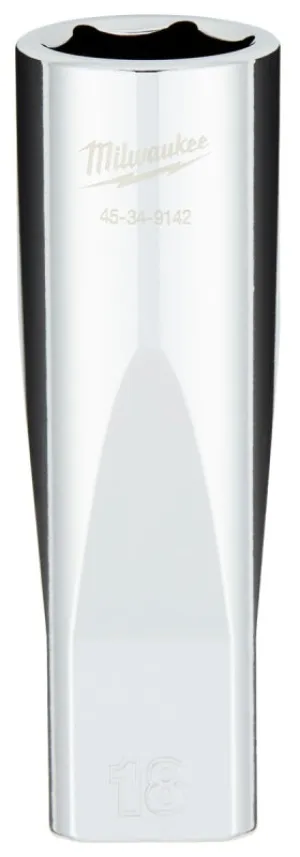 Milwaukee 45-34-9142 Socket, 18 mm Socket, 1/2 in Drive, 6-Point, Chrome Vanadium Steel, Chrome :CD: QUANTITY: 1