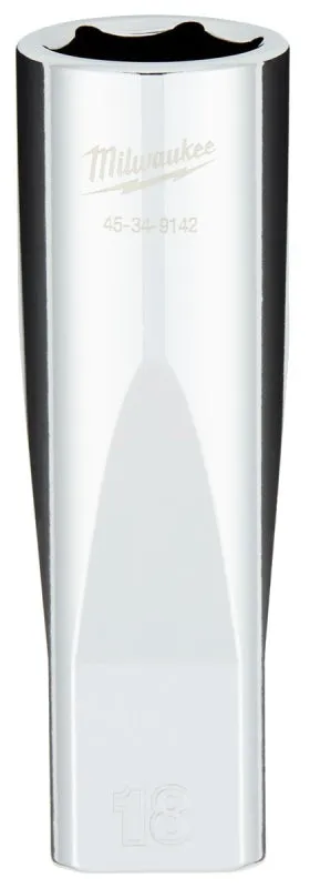 Milwaukee 45-34-9142 Socket, 18 mm Socket, 1/2 in Drive, 6-Point, Chrome Vanadium Steel, Chrome :CD: QUANTITY: 1