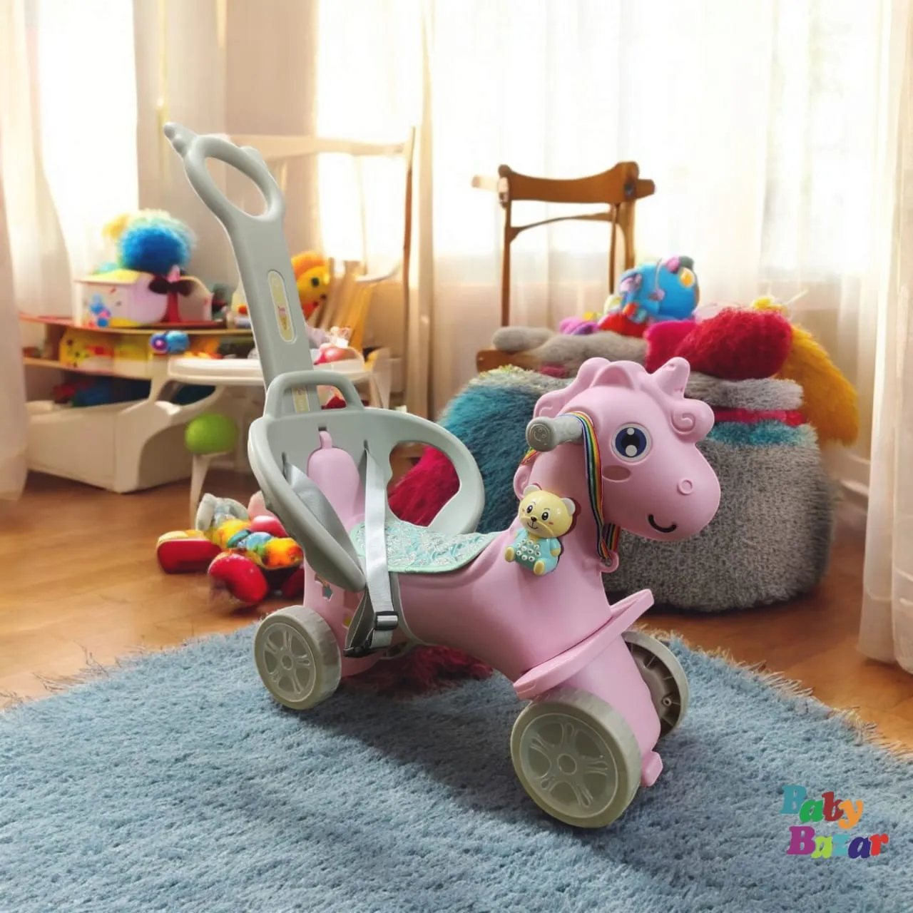 Most Popular Ride Animal Toy Kids Indoor Plastic Children Horse Rocking with wheels