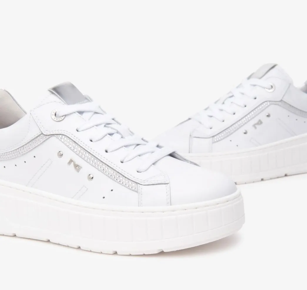 Nerogiardini white leather platform sneakers