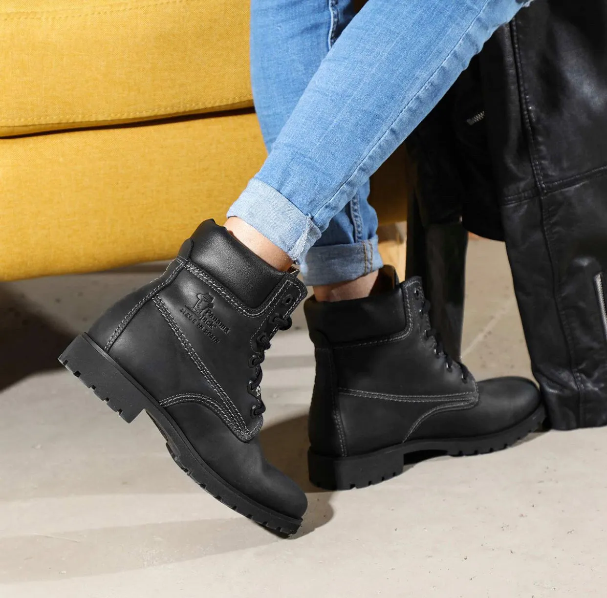 Panama Jack Panama 03 B3 Black Waterproof 6 Eyelet Ankle Boot Made In Spain