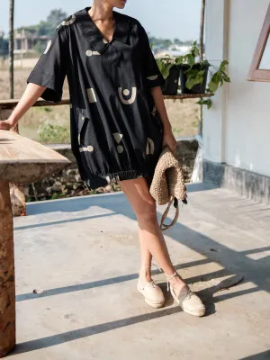 Printed Sydney Shift Dress Black
