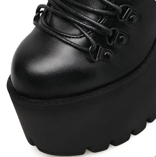 Punk Gothic Motorcycle Boots, Cool High Heel Shoes For Women