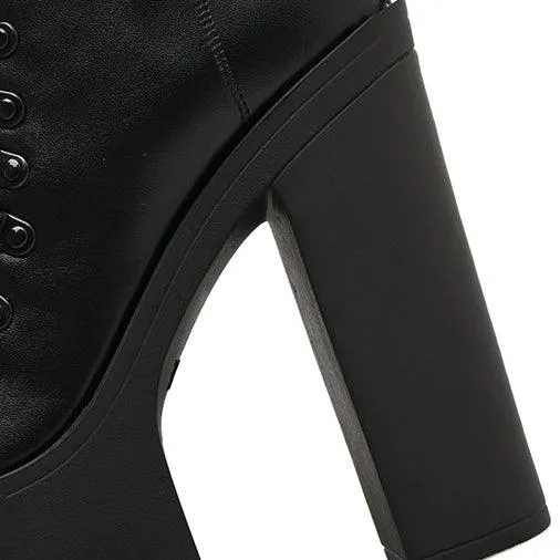 Punk Gothic Motorcycle Boots, Cool High Heel Shoes For Women