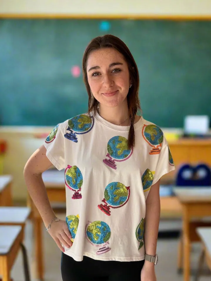 Queen of Sparkles White Globe Tee