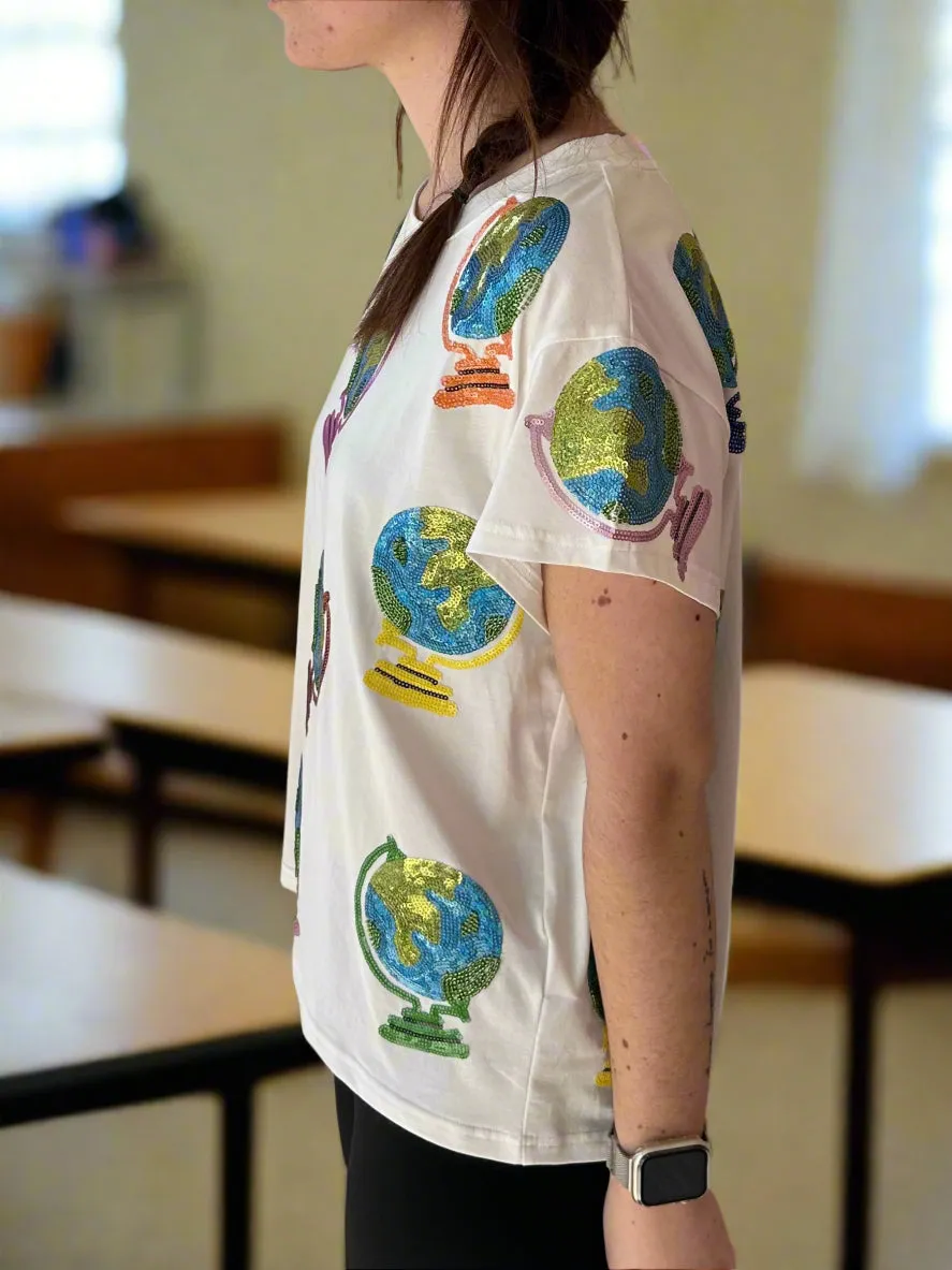 Queen of Sparkles White Globe Tee