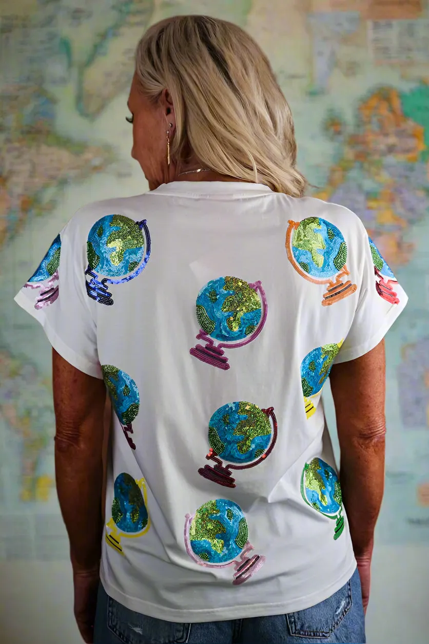 Queen of Sparkles White Globe Tee