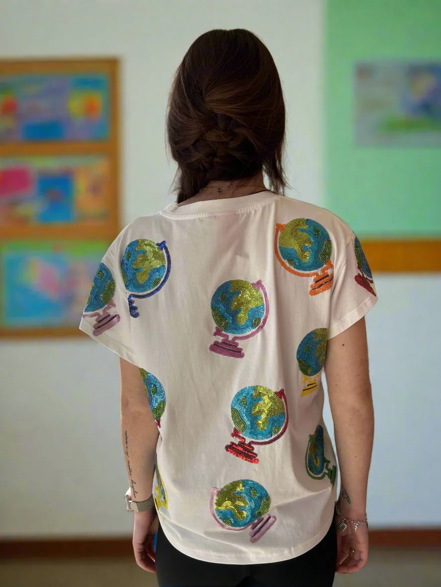 Queen of Sparkles White Globe Tee