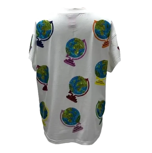 Queen of Sparkles White Globe Tee