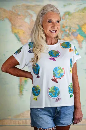 Queen of Sparkles White Globe Tee