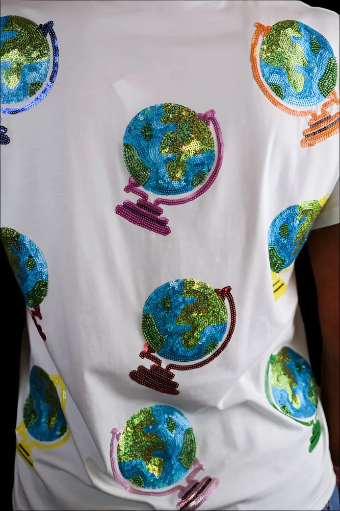 Queen of Sparkles White Globe Tee