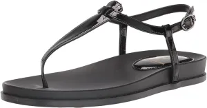 Sam Edelman Naomi Black Patent Slip On Open Toe Adjustable Ankle Straps Sandals