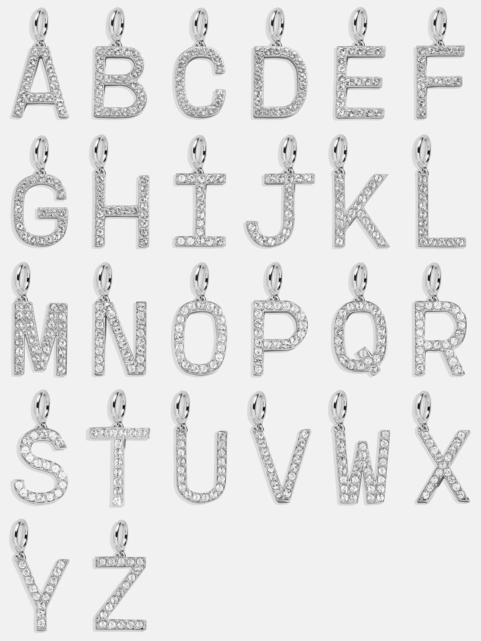 Silver Pave Initial Cluster Charm - X