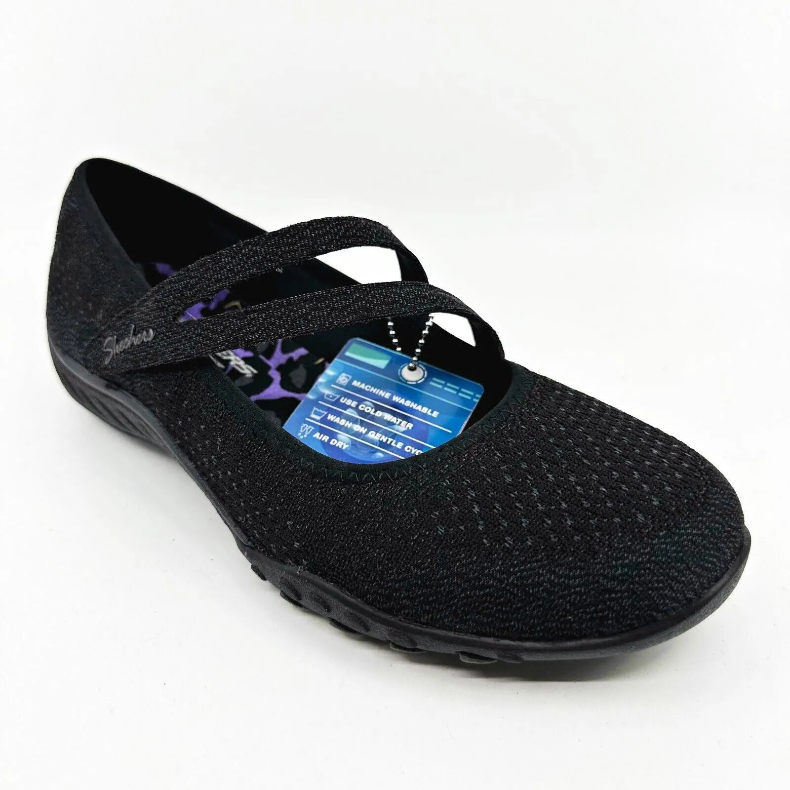 Skechers Breathe Easy Sympathize Black Womens Size 7.5 Slip On Shoes