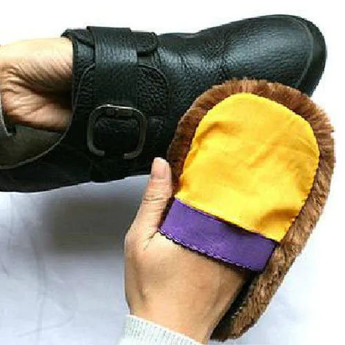 Soft Wool Polishing Shoes Clean Cleaning Gloves Shoe Care Brush Home