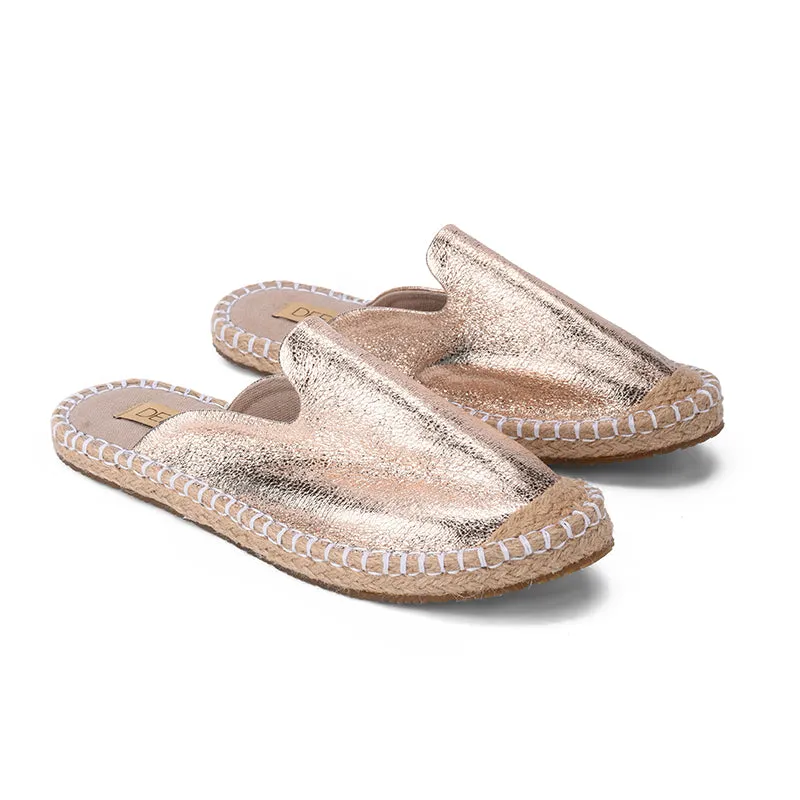 STELLA MULES - ROSE GOLD FOILED LEATHER