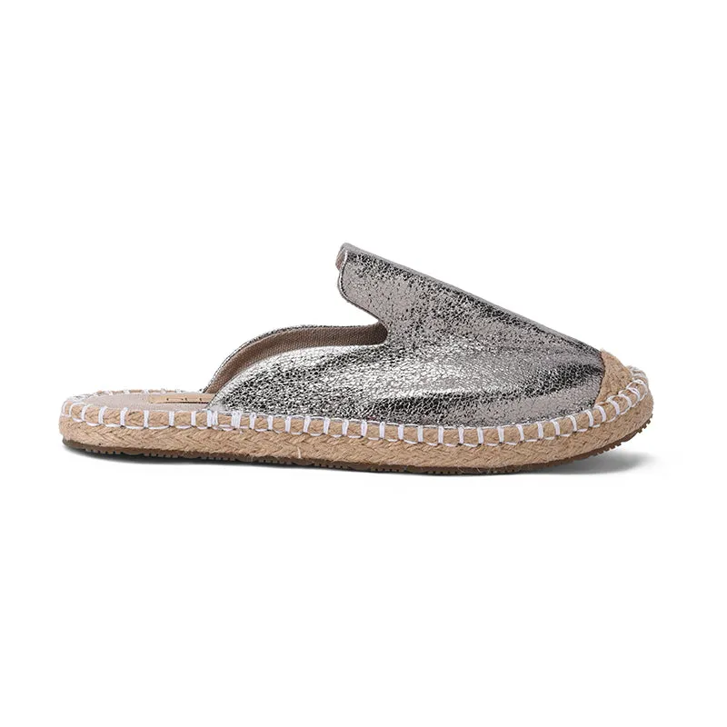 STELLA MULES - SILVER FOILED LEATHER