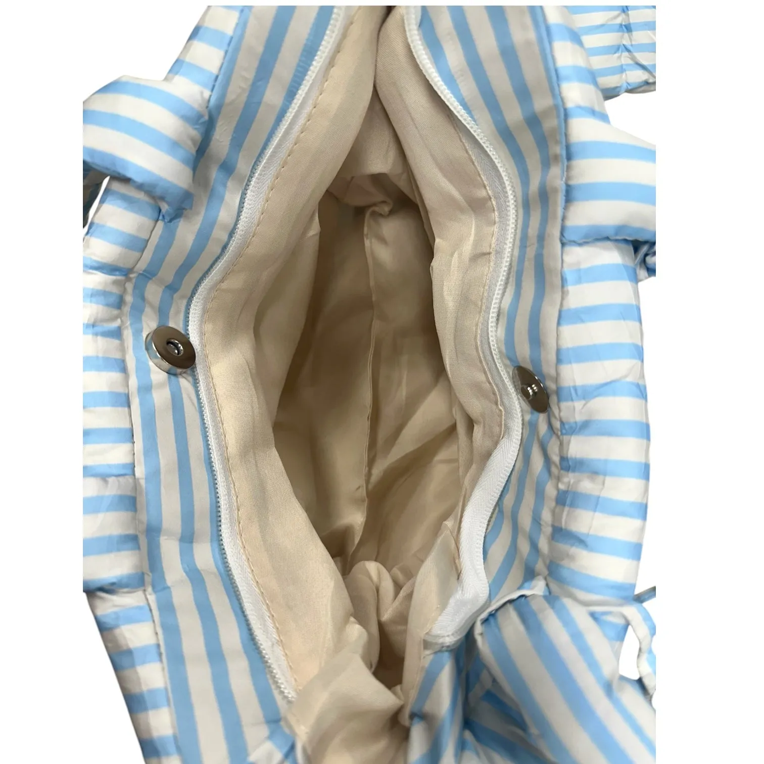 Striped Puff Bow Tie Handbag - Blue