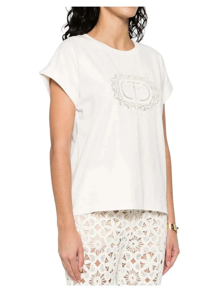 T-Shirt con Logo Oval T Ricamato
