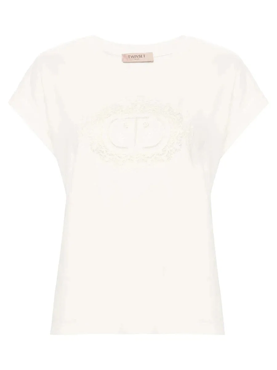 T-Shirt con Logo Oval T Ricamato