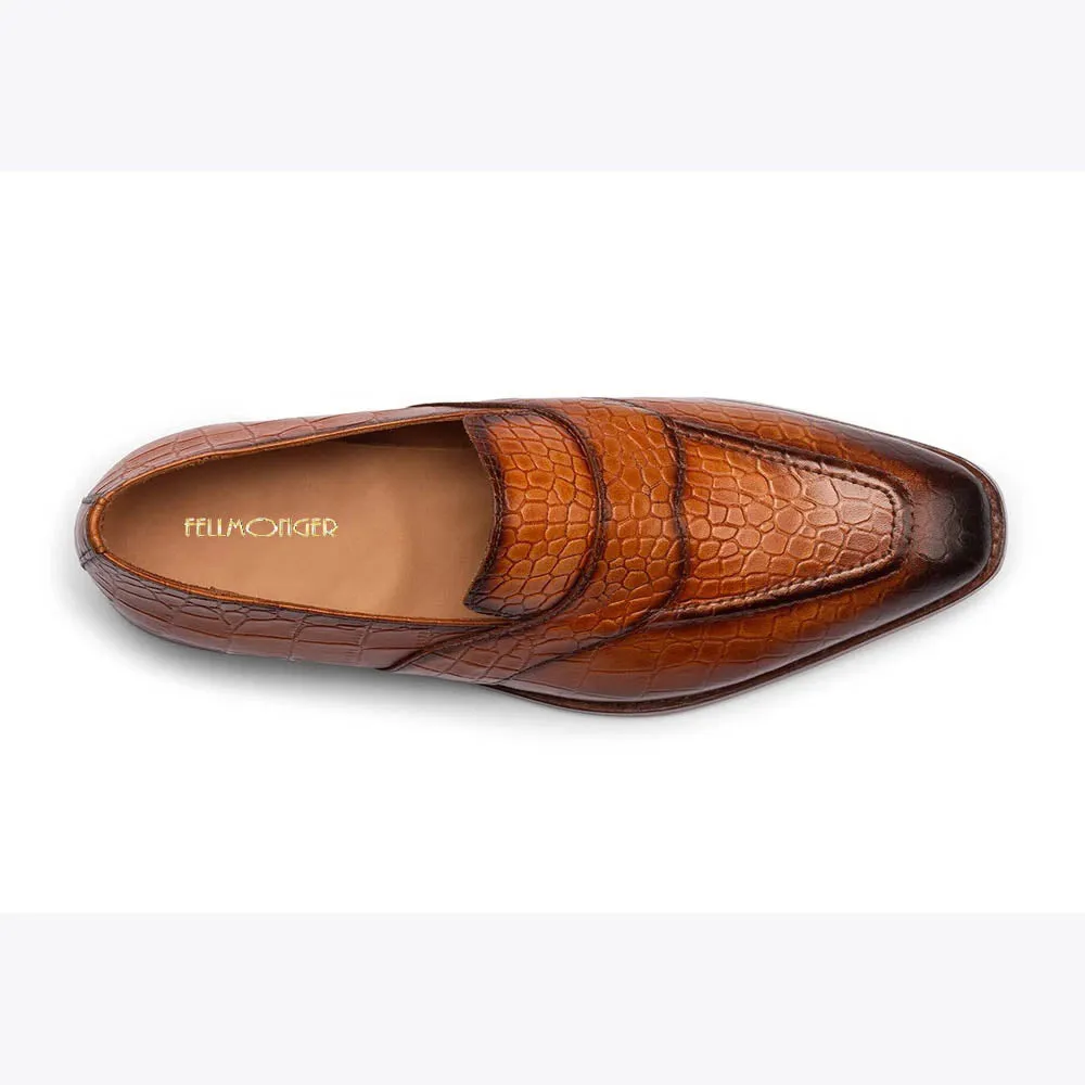 Tan Patina Croco Loafers