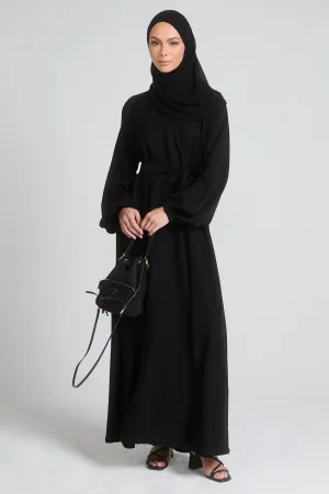 Umbrella Cut Closed Abaya with Elasticated Cuffs - Black