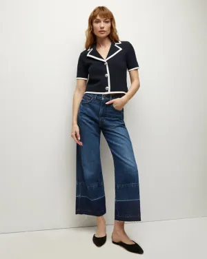 Veronica Beard Taylor Crop High Rise Wide in Bright Blue