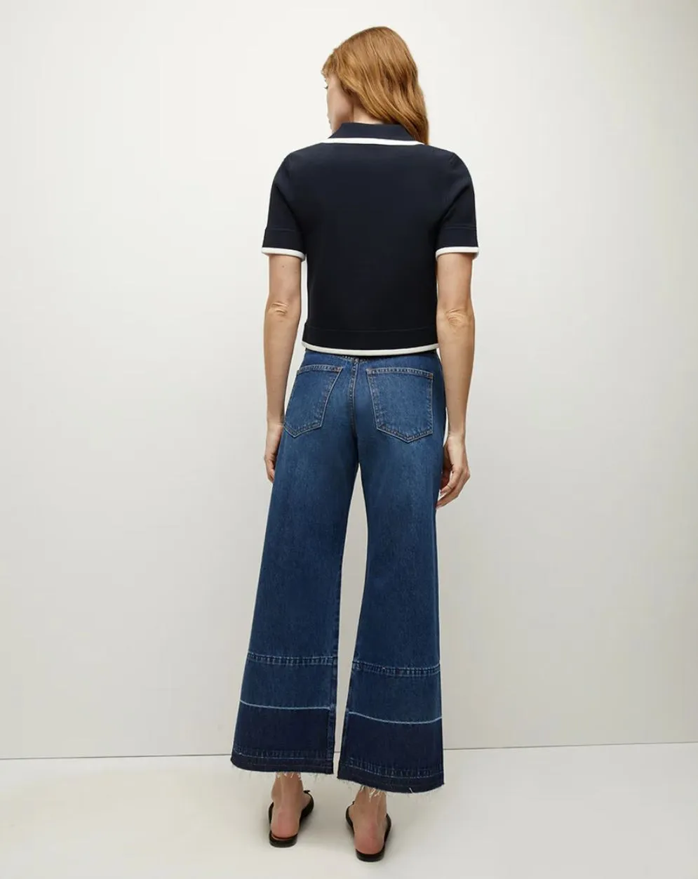 Veronica Beard Taylor Crop High Rise Wide in Bright Blue