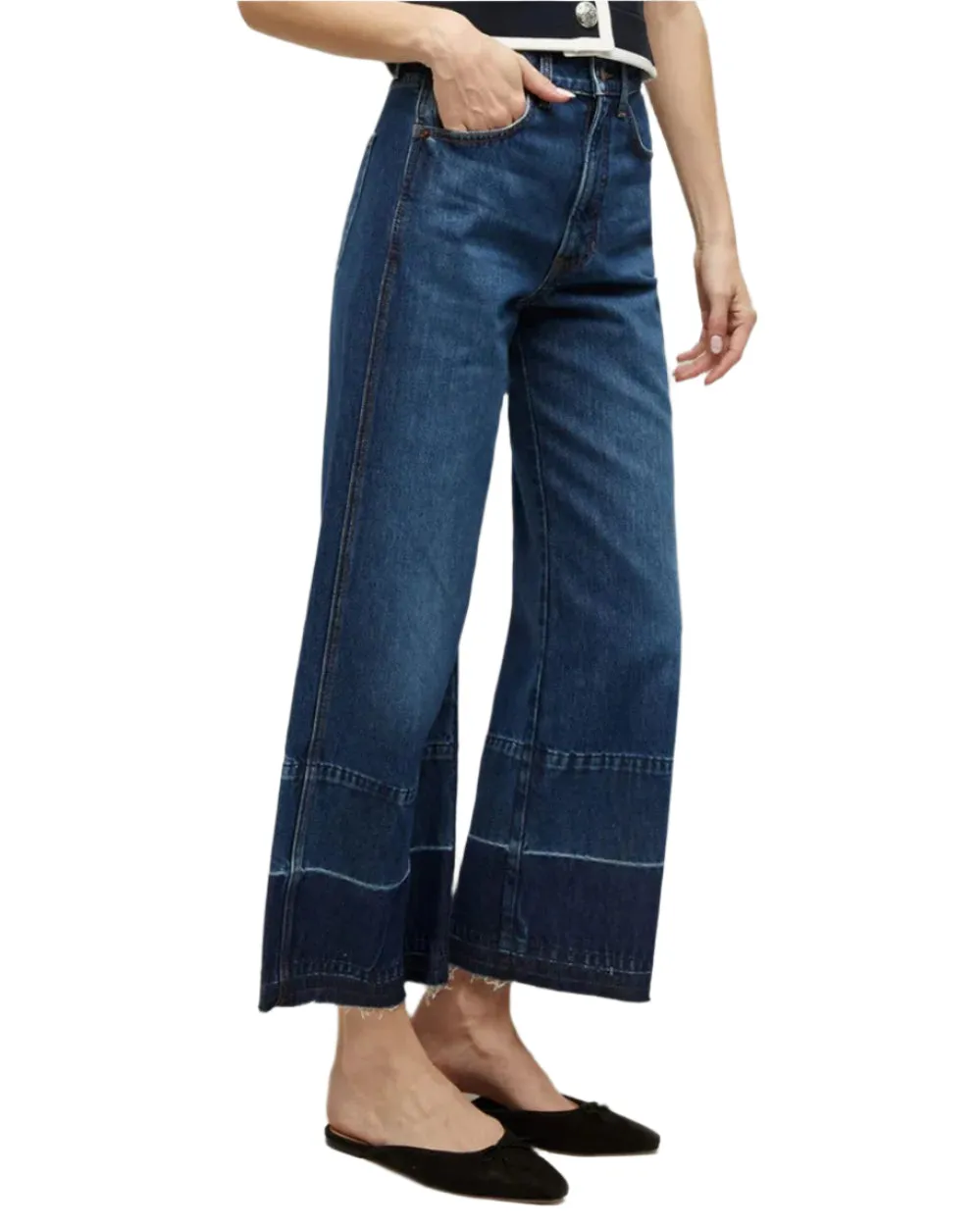 Veronica Beard Taylor Crop High Rise Wide in Bright Blue