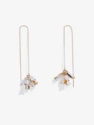 Westside Accessories Gold Pearl and Crystal Chain Earrings