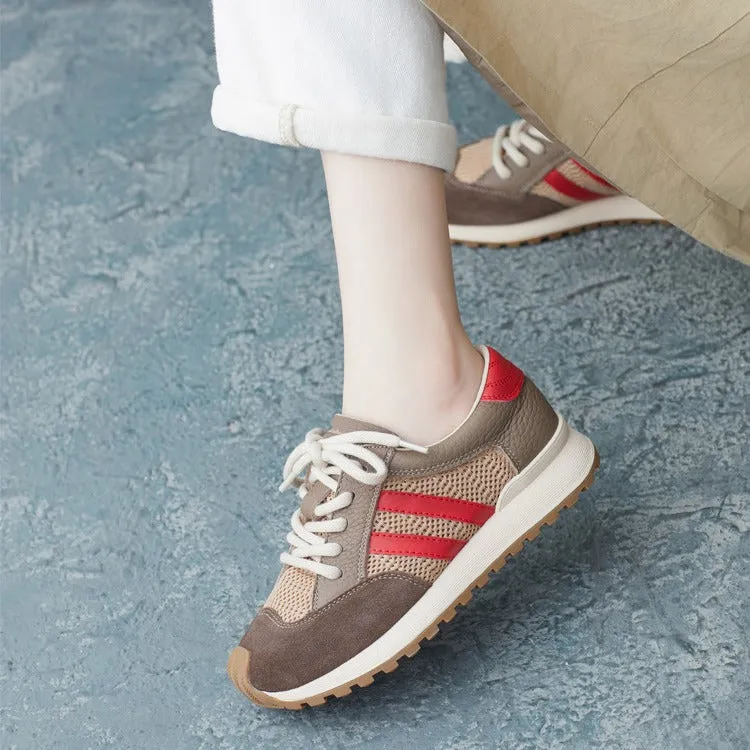 Women Fashoin Patchwork Leather Casual Training Sneakers