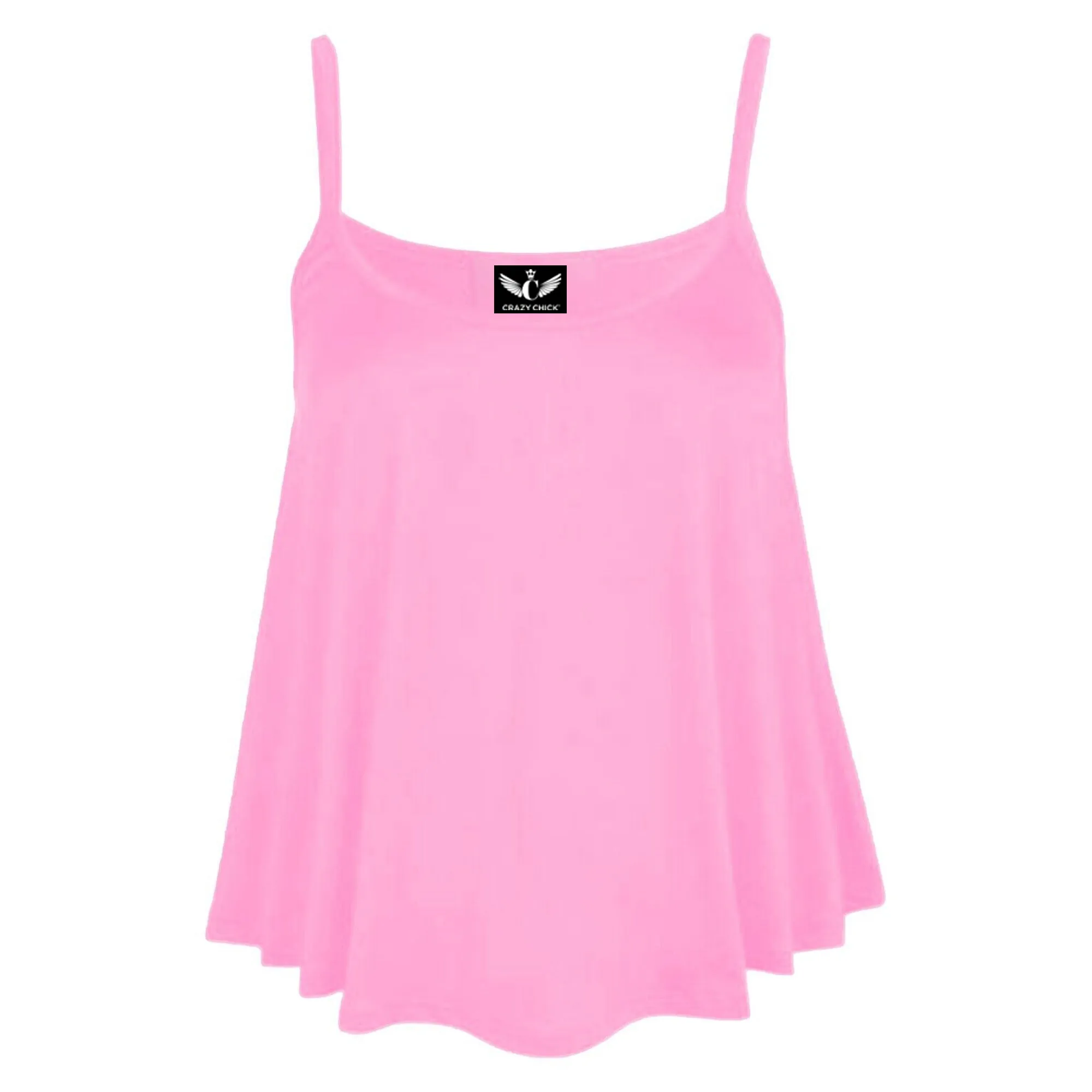 Women's Plain Cami Swing Vest Flared Top