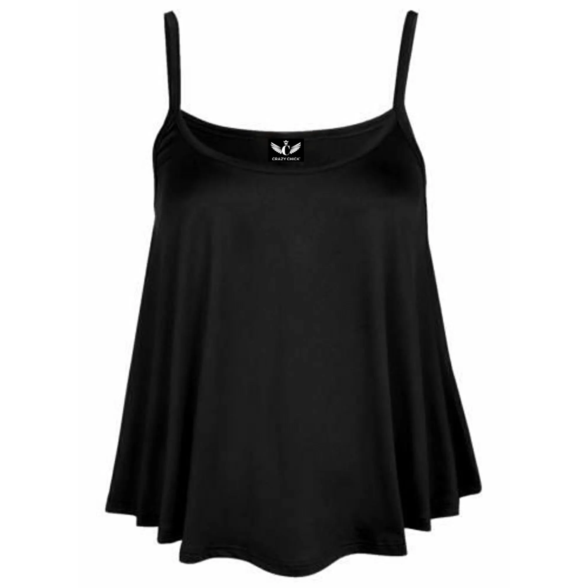 Women's Plain Cami Swing Vest Flared Top