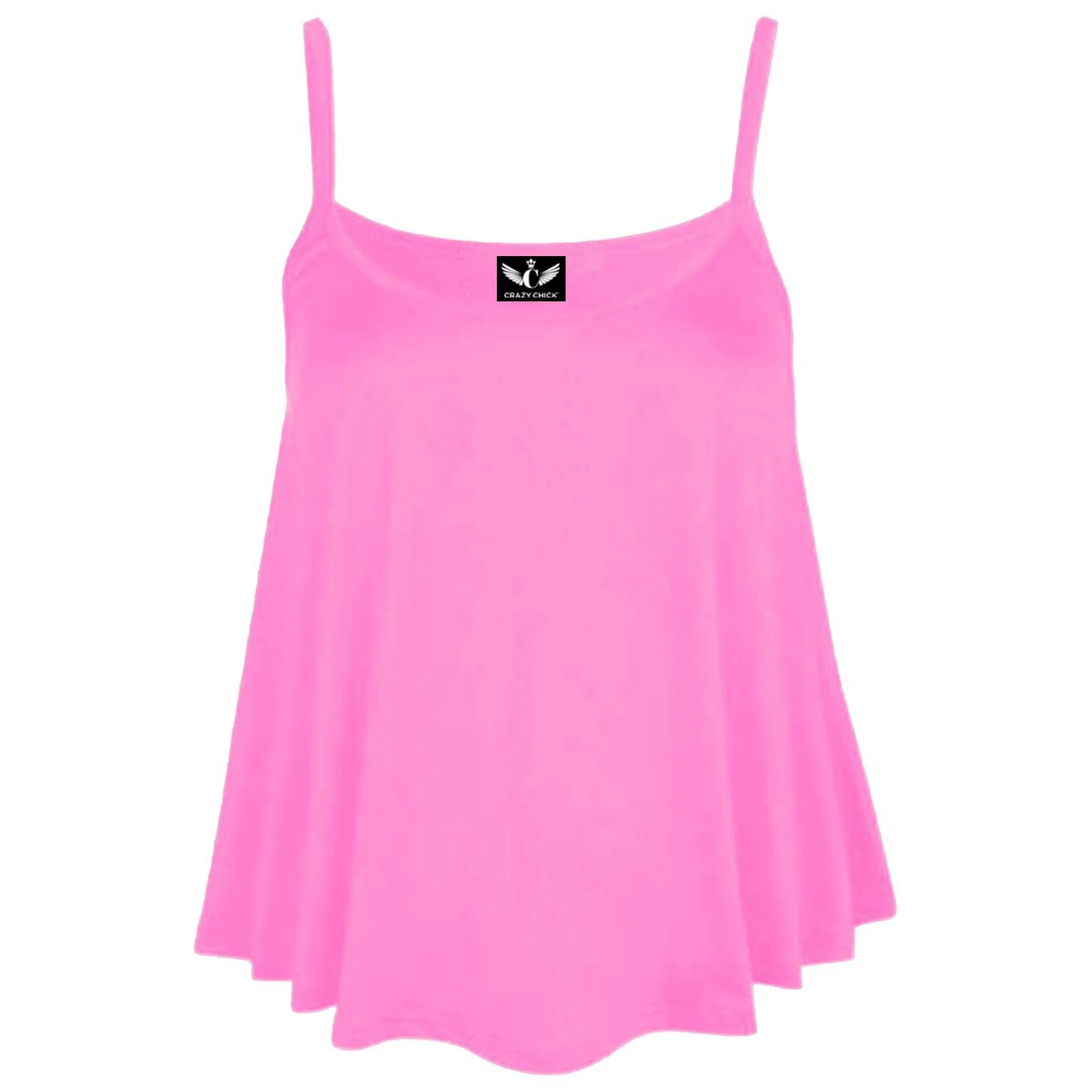 Women's Plain Cami Swing Vest Flared Top