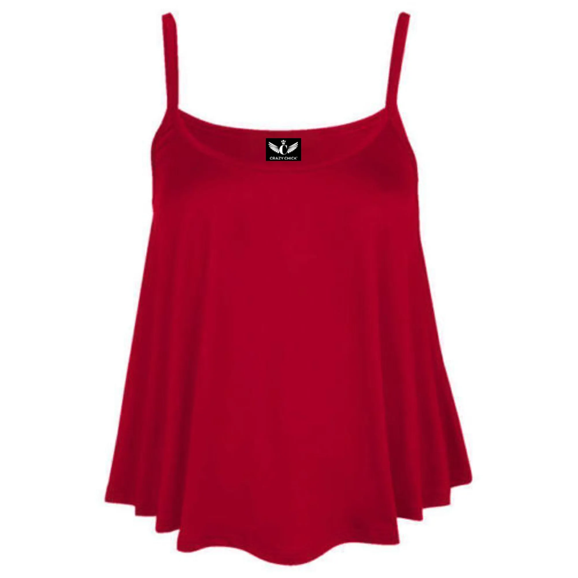 Women's Plain Cami Swing Vest Flared Top