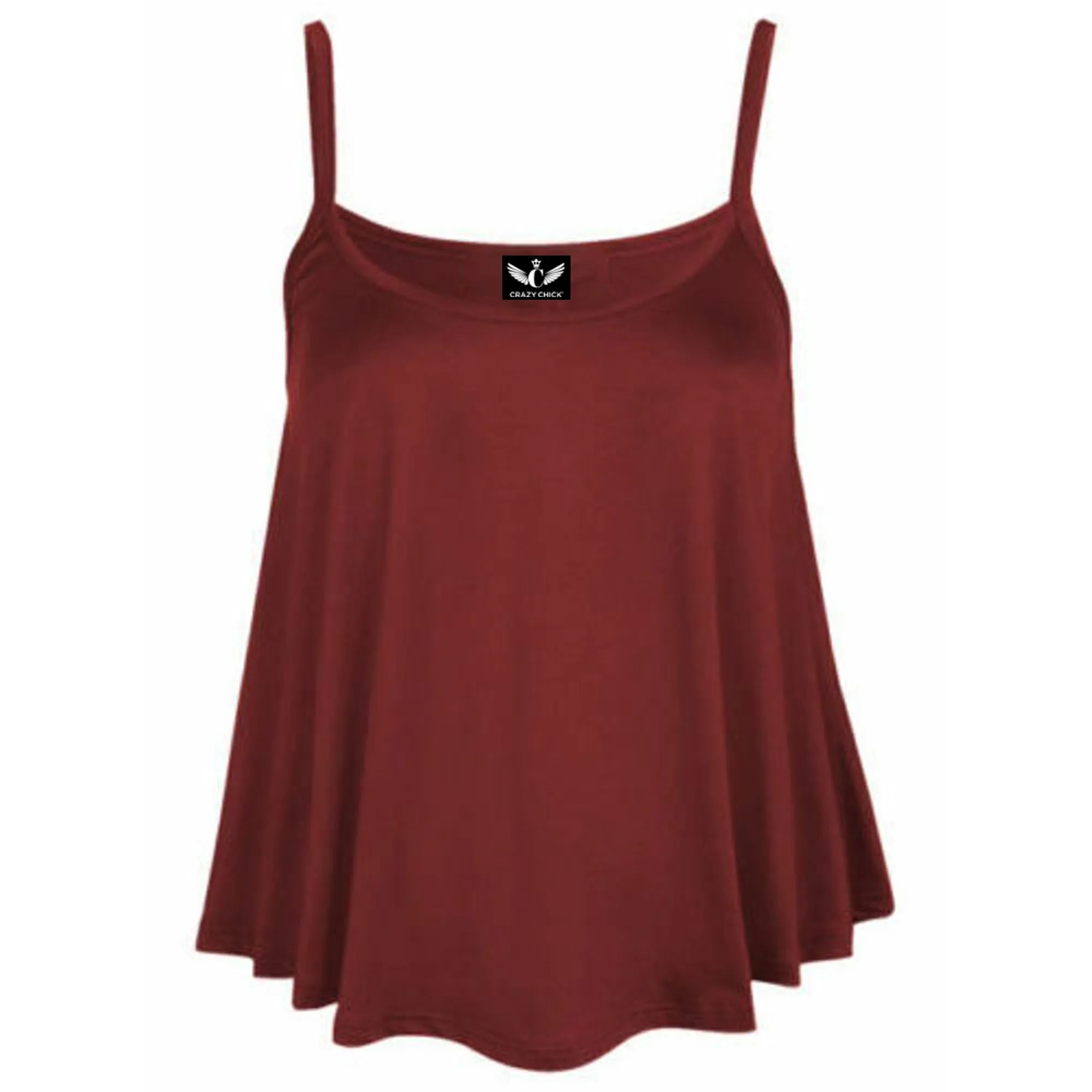Women's Plain Cami Swing Vest Flared Top