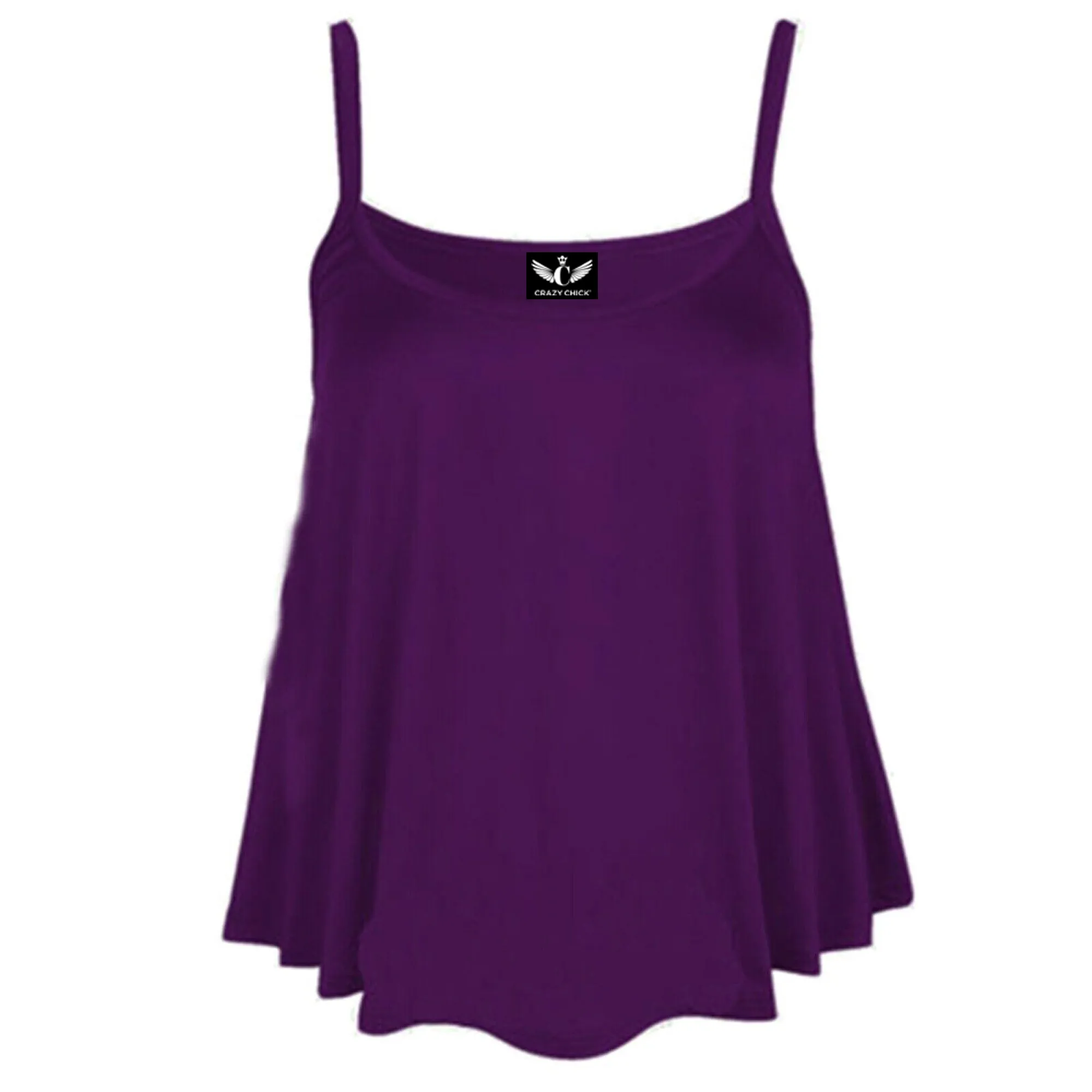 Women's Plain Cami Swing Vest Flared Top